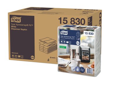 15830_Șervețele de Masă pentru Dozator Tork Xpressnap Fit® Albe