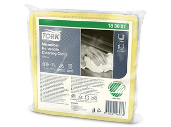 183601_Lavetă pentru Curățare Tork din Microfibră Reutilizabilă, Galben