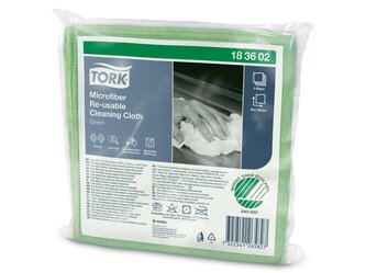 183602_Lavetă pentru Curățare Tork din Microfibră Reutilizabilă, Verde