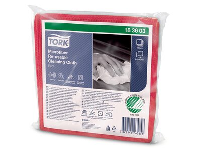 183603_Lavetă pentru Curățare Tork din Microfibră Reutilizabilă, Roșu