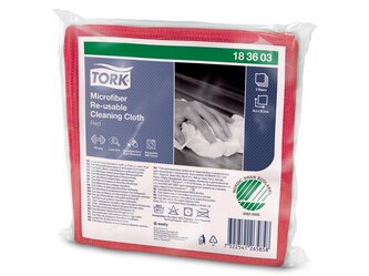 183603_Lavetă pentru Curățare Tork din Microfibră Reutilizabilă, Roșu